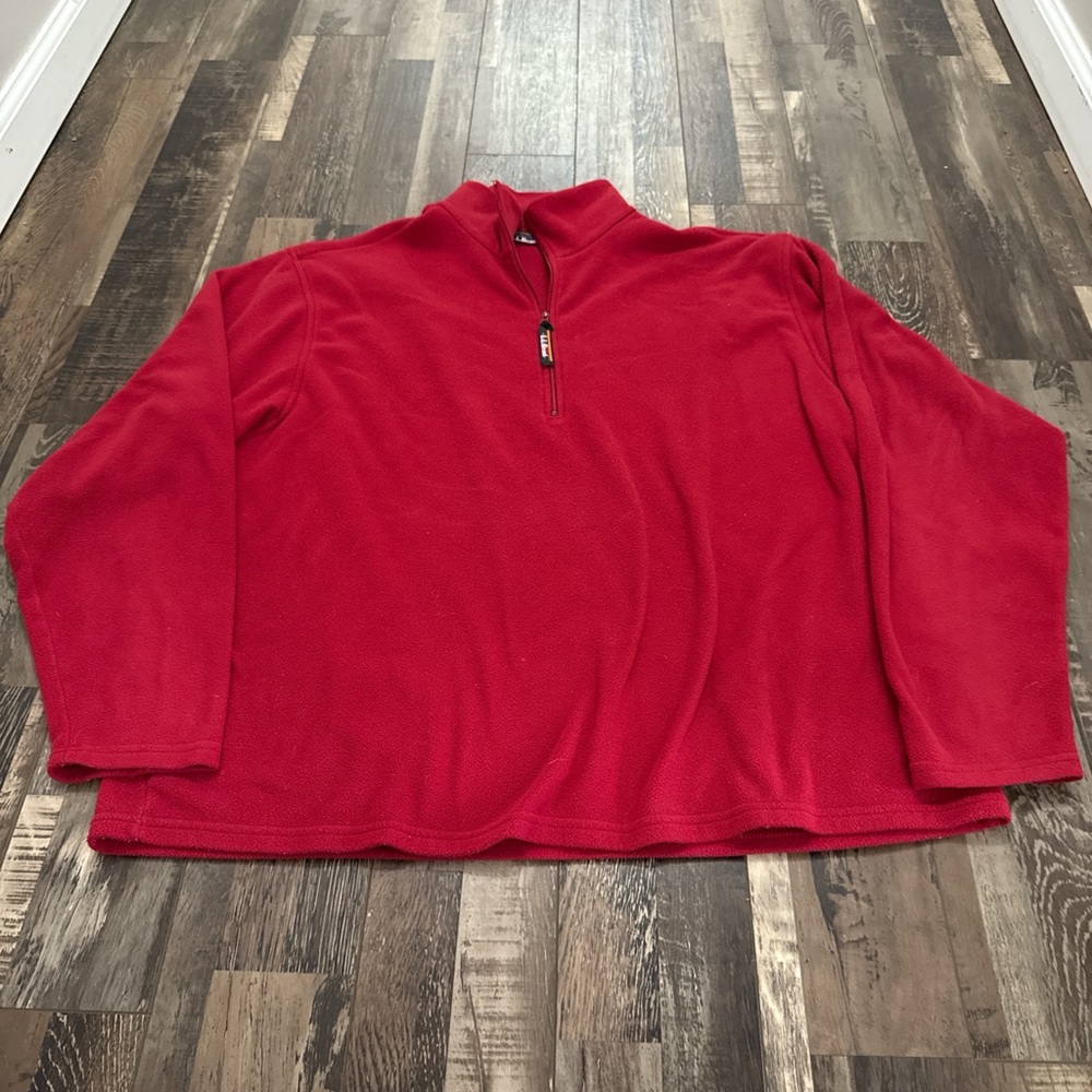 Vintage L.L. Bean Men's Bright‎ Red Zip-Up Sweater